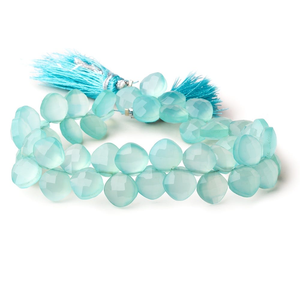 9x9mm Seafoam Blue Chalcedony faceted pillows 8 inch 40 beads (ONLINE ORDER ONLY)