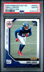 Graded 2025 Panini Instant Abdul Carter #RPSFL1 RPS First Look Rookie RC Football Card PSA 10 Gem Mint (ONLINE ORDER ONLY)