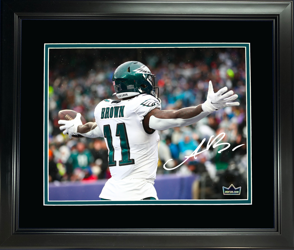 Framed A.J. Brown Philadelphia Eagles Facsimile Laser Engraved Signature Auto 11"x14"Football Photo HOFSM Holo (ONLINE ORDER ONLY)