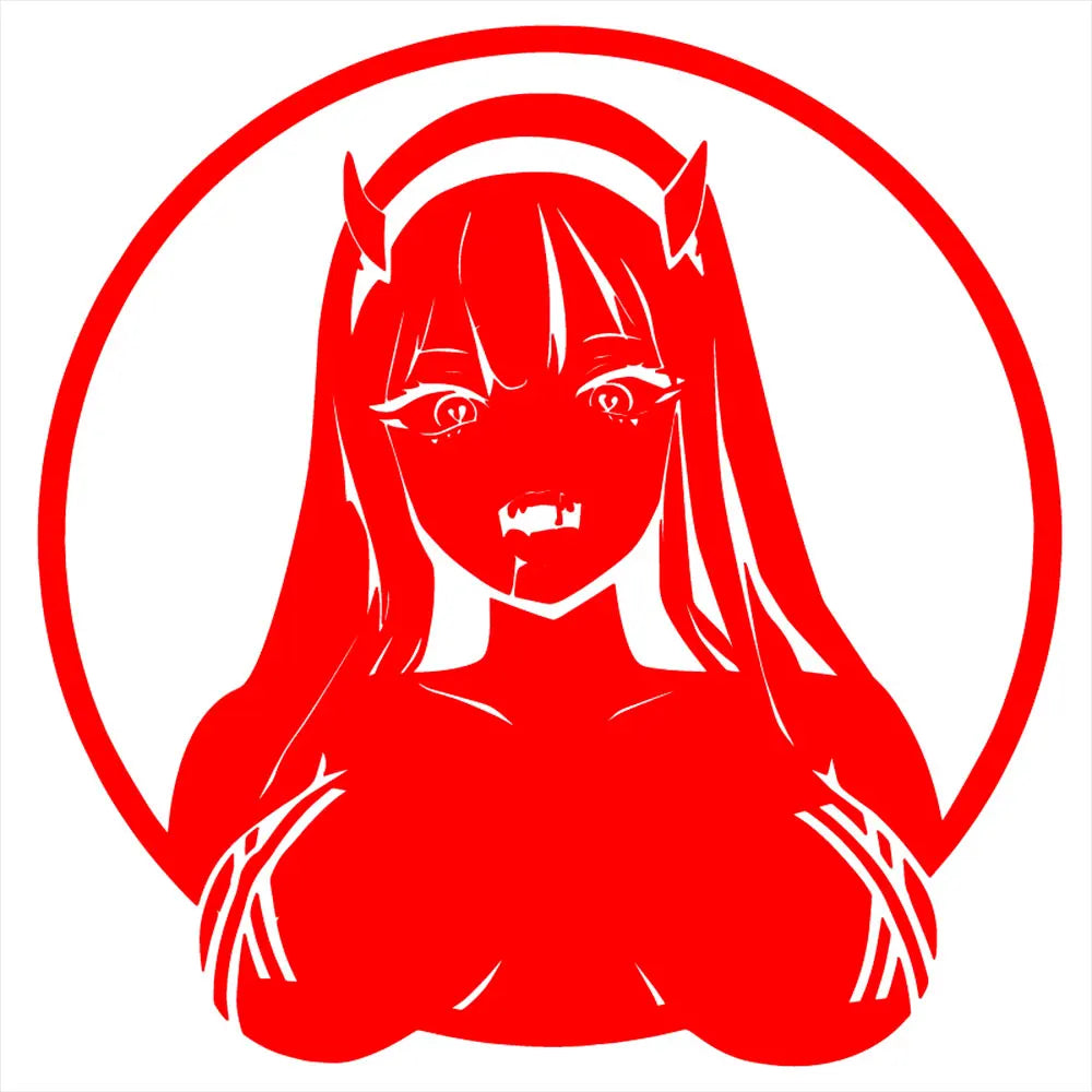 Zero Two ECCHI | Darling In The | FRANXX Car Sticker Sexy The Devil Anime Beautiful Girl Stickers Auto Parts Window Vinyl Decals (ONLINE ORDER ONLY)