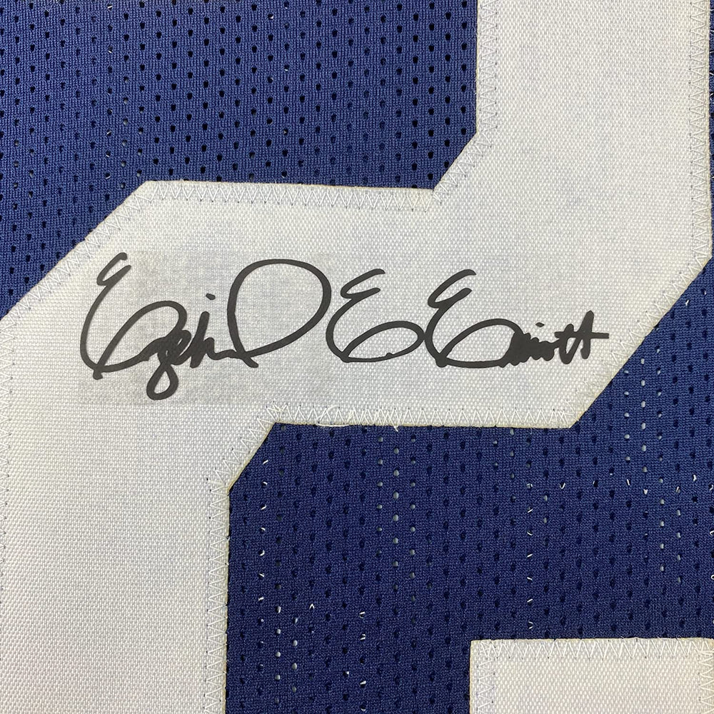 Framed Facsimile Autographed Ezekiel Elliott 35x39 Dallas Thanksgiving Day Reprint Laser Auto Football Jersey Size Men's XL (ONLINE ORDER ONLY)