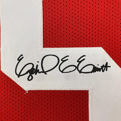 Framed Facsimile Autographed Ezekiel Elliott 35x39 Ohio State Red Reprint Laser Auto College Football Jersey Size Men's XL (ONLINE ORDER ONLY)