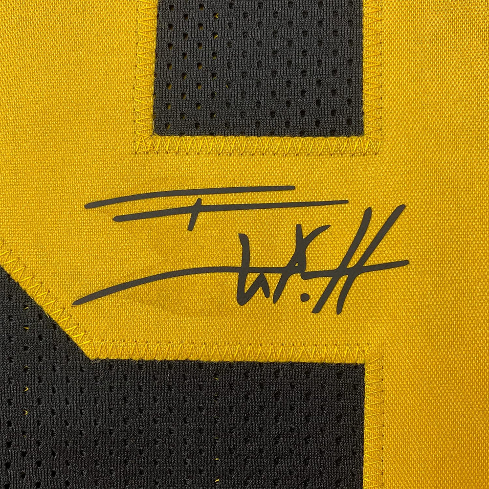 Framed Facsimile Autographed T.J. TJ Watt 35x39 Pittsburgh Color Rush Reprint Laser Auto Football Jersey Size Men's XL (ONLINE ORDER ONLY)