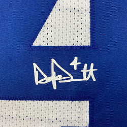 Framed Facsimile Autographed Dak Prescott 35x39 Dallas White Reprint Laser Auto Football Jersey Size Men's XL (ONLINE ORDER ONLY)