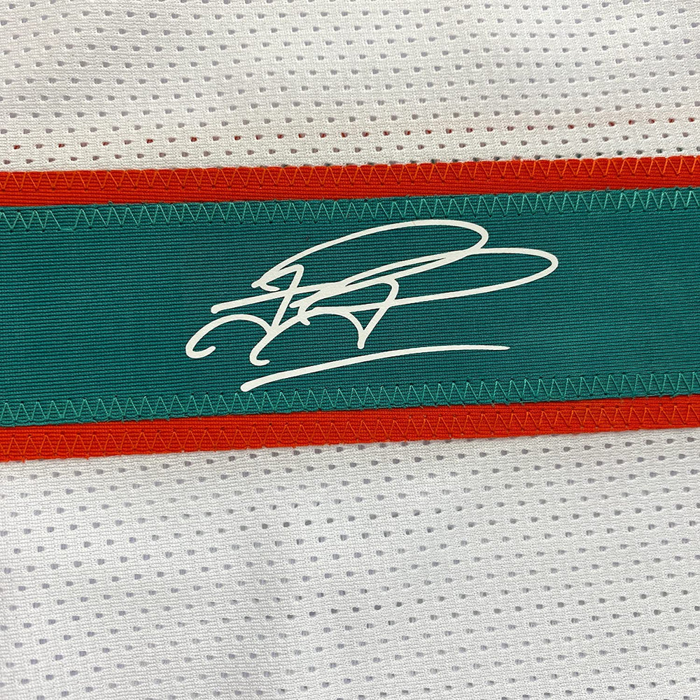 Framed Facsimile Autographed Tua Tagovailoa 35x39 Miami White Reprint Laser Auto Football Jersey (ONLINE ORDER ONLY)