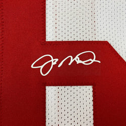Framed Facsimile Autographed Joe Montana 35x39 San Francisco White Reprint Laser Auto Football Jersey (ONLINE ORDER ONLY)