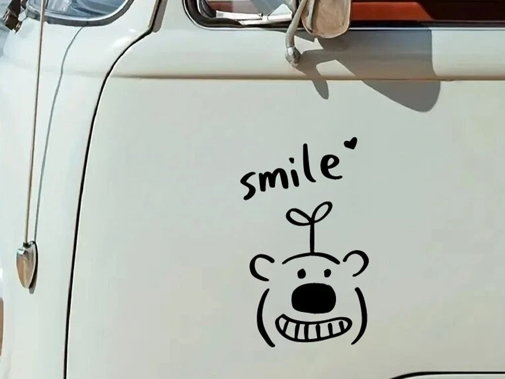 Smiling Bear Cartoon Sticker Car Sticker  Vinyl Decals - For Cars, Trucks, Walls, Laptops, Windows, Motorcycles, Bumpers (ONLINE ORDER ONLY)