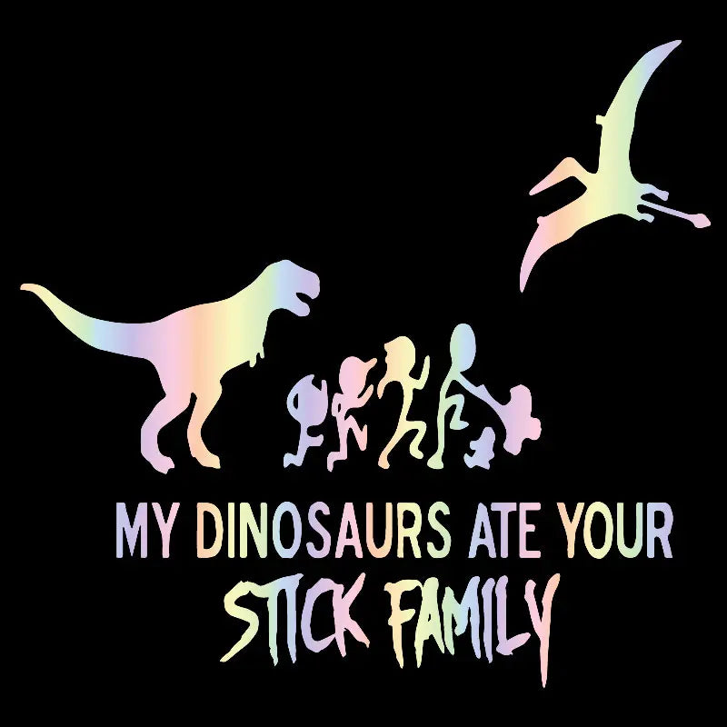 Dinosaurs Eat Sticks Family Car Stickers Decorate Windshields Laptop Tablets Waterproof Sun Protection Fun Stickers Vinyl Decals (ONLINE ORDER ONLY)