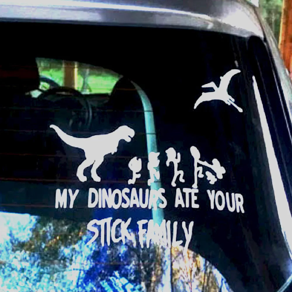 Dinosaurs Eat Sticks Family Car Stickers Decorate Windshields Laptop Tablets Waterproof Sun Protection Fun Stickers Vinyl Decals (ONLINE ORDER ONLY)