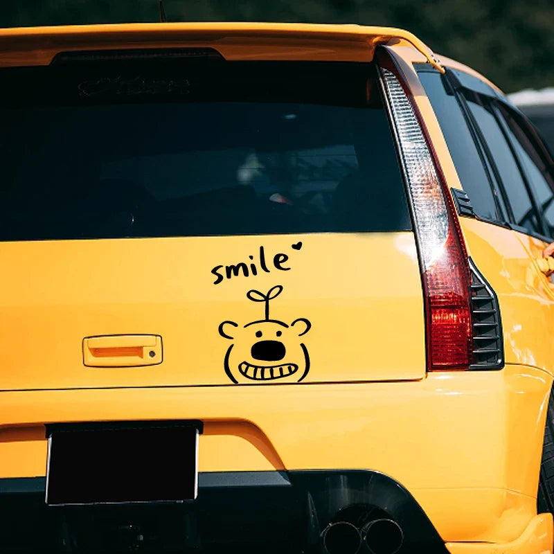 Smiling Bear Cartoon Sticker Car Sticker  Vinyl Decals - For Cars, Trucks, Walls, Laptops, Windows, Motorcycles, Bumpers (ONLINE ORDER ONLY)