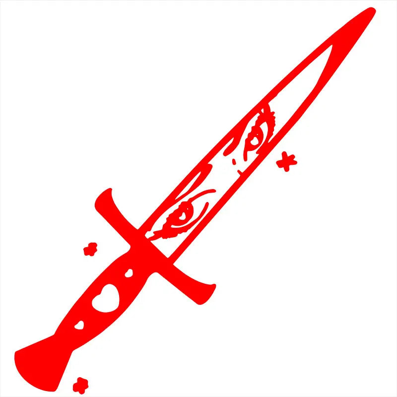 Kawaii Anime Eyes Knife Car Sticker Decoration Auto Parts Window Laptop Stickers Cartoon Senpai Dagger Waterproof Vinyl Decals (ONLINE ORDER ONLY)