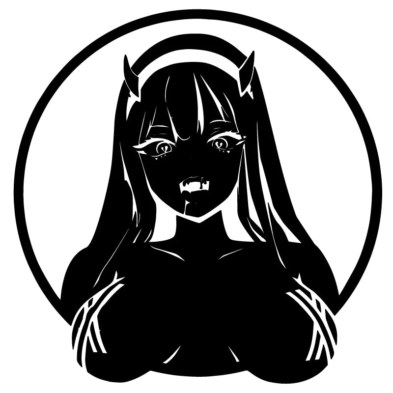 Zero Two ECCHI | Darling In The | FRANXX Car Sticker Sexy The Devil Anime Beautiful Girl Stickers Auto Parts Window Vinyl Decals (ONLINE ORDER ONLY)