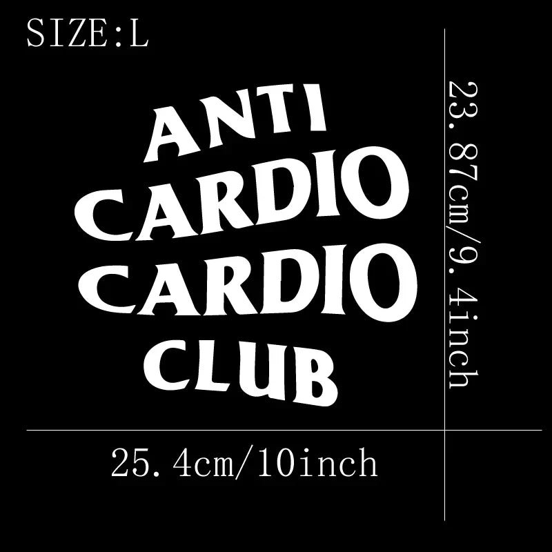 ANTI CARDIO CLUB stickers,Vinyl Decals For Cars, Trucks, Walls, Laptops, Windows, Motorcycles, Bumpers Or Crafts (ONLINE ORDER ONLY)