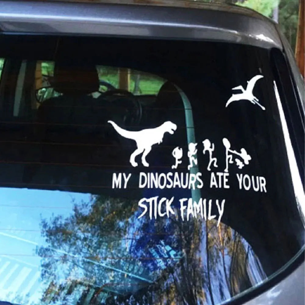 Dinosaurs Eat Sticks Family Car Stickers Decorate Windshields Laptop Tablets Waterproof Sun Protection Fun Stickers Vinyl Decals (ONLINE ORDER ONLY)