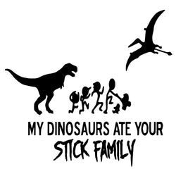 Dinosaurs Eat Sticks Family Car Stickers Decorate Windshields Laptop Tablets Waterproof Sun Protection Fun Stickers Vinyl Decals (ONLINE ORDER ONLY)