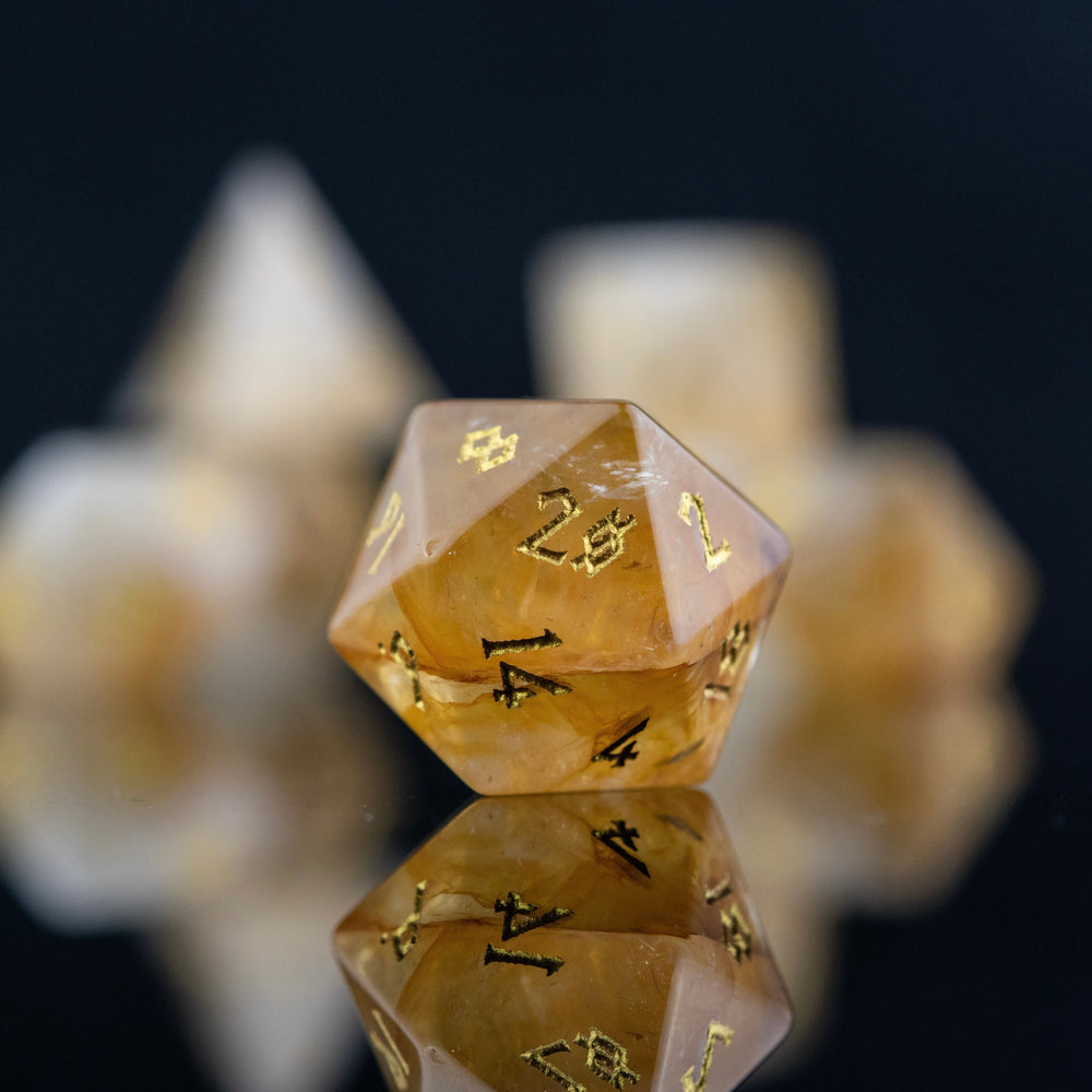 Citrine (Gold) Stone Dice Set (ONLINE ORDER ONLY)
