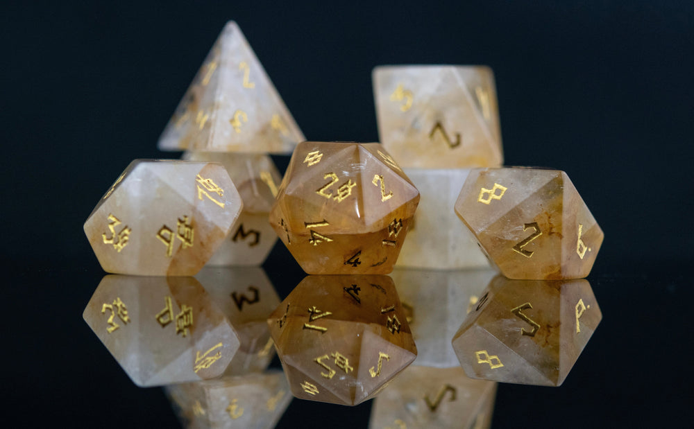 Citrine (Gold) Stone Dice Set (ONLINE ORDER ONLY)