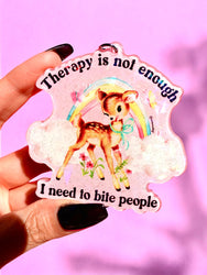 Therapy Is Not Enough I Need To Bite People Holographic Keychain (Online Order Only)