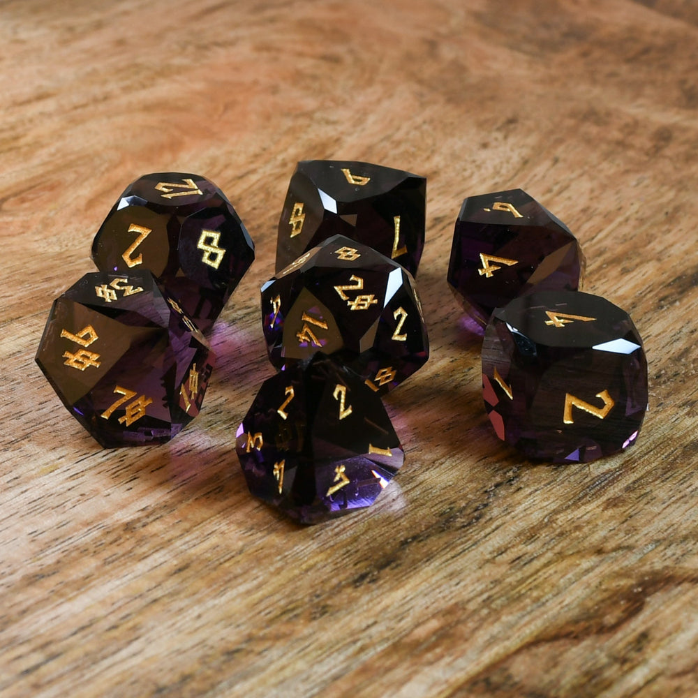 Deep Plum Multifaceted Glass Dice Set (ONLINE ORDER ONLY)