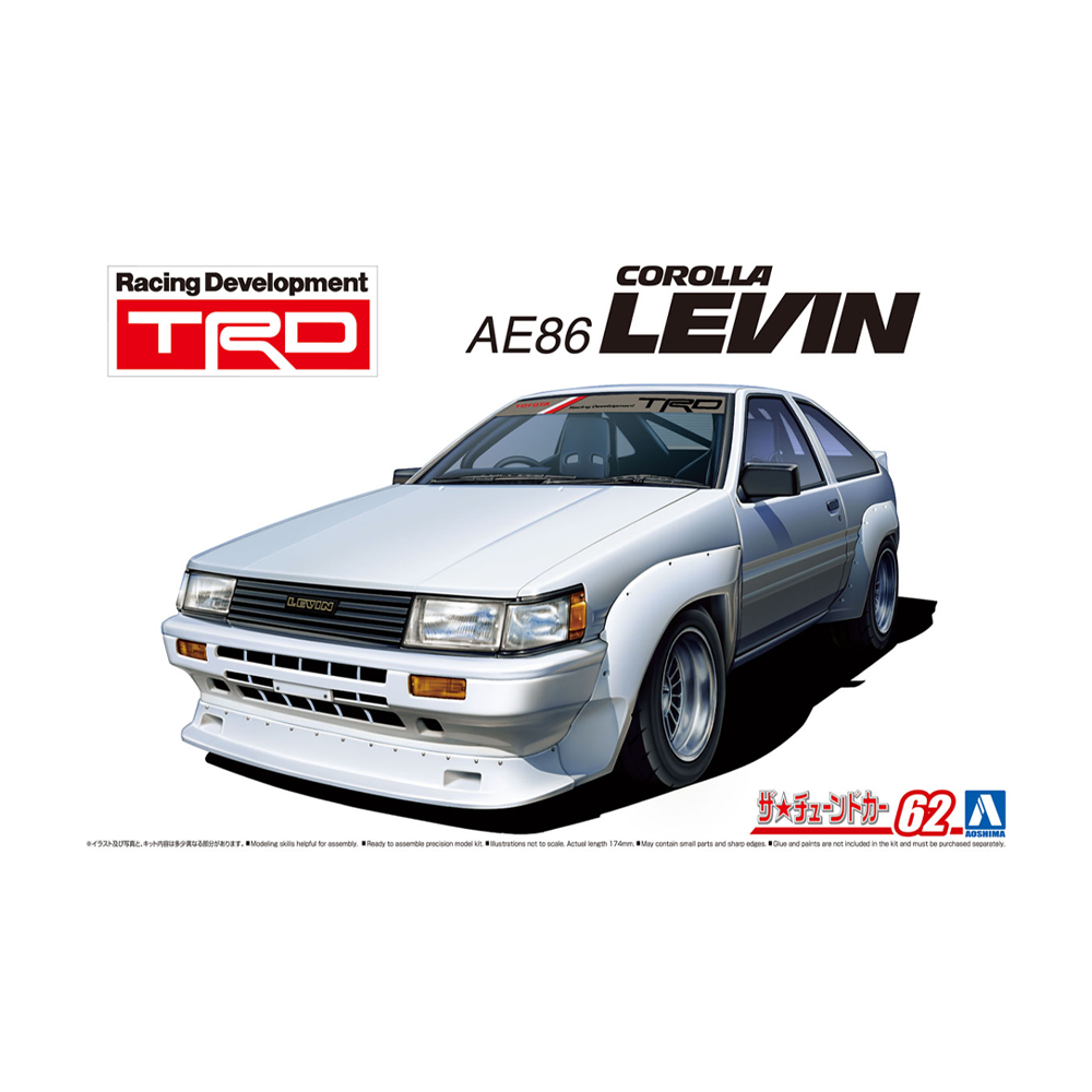 Aoshima: 1/24 TRD AE86 COROLLA LEVIN '83 (TOYOTA) Scale Model Kit #62 (ONLINE ORDER ONLY)