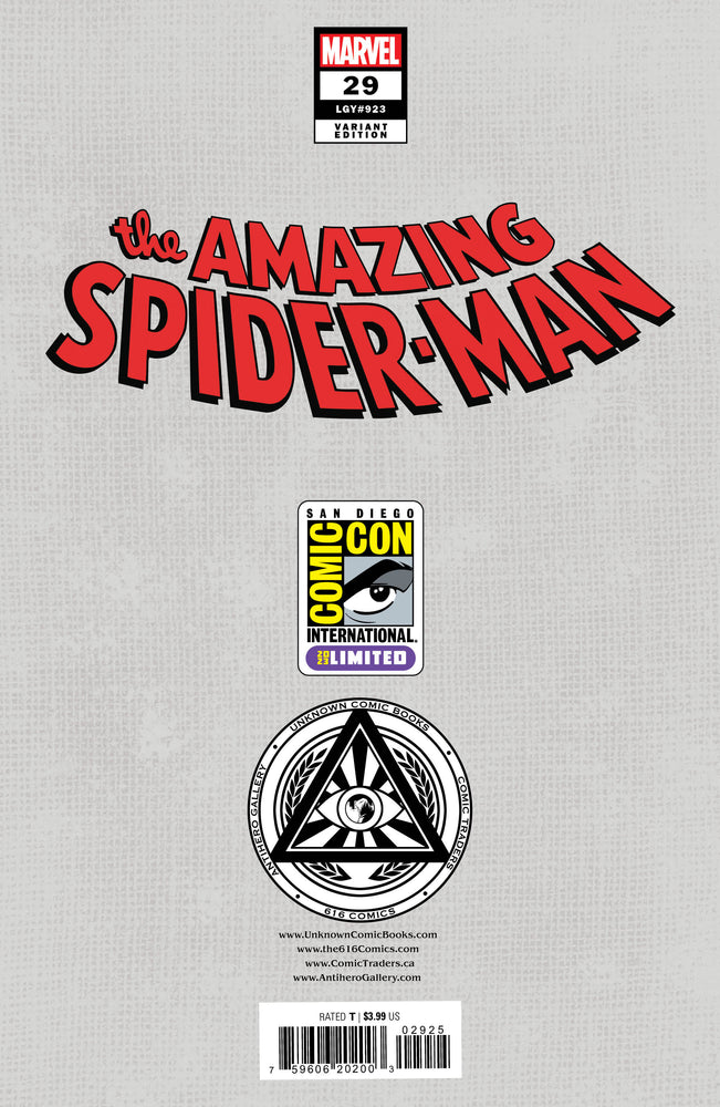 [Signed by David Nakayama] AMAZING SPIDER-MAN #29 Virgin UNKNOWN COMICS DAVID NAKAYAMA EXCLUSIVE SDCC LIMITED VAR (ONLINE ORDER ONLY)