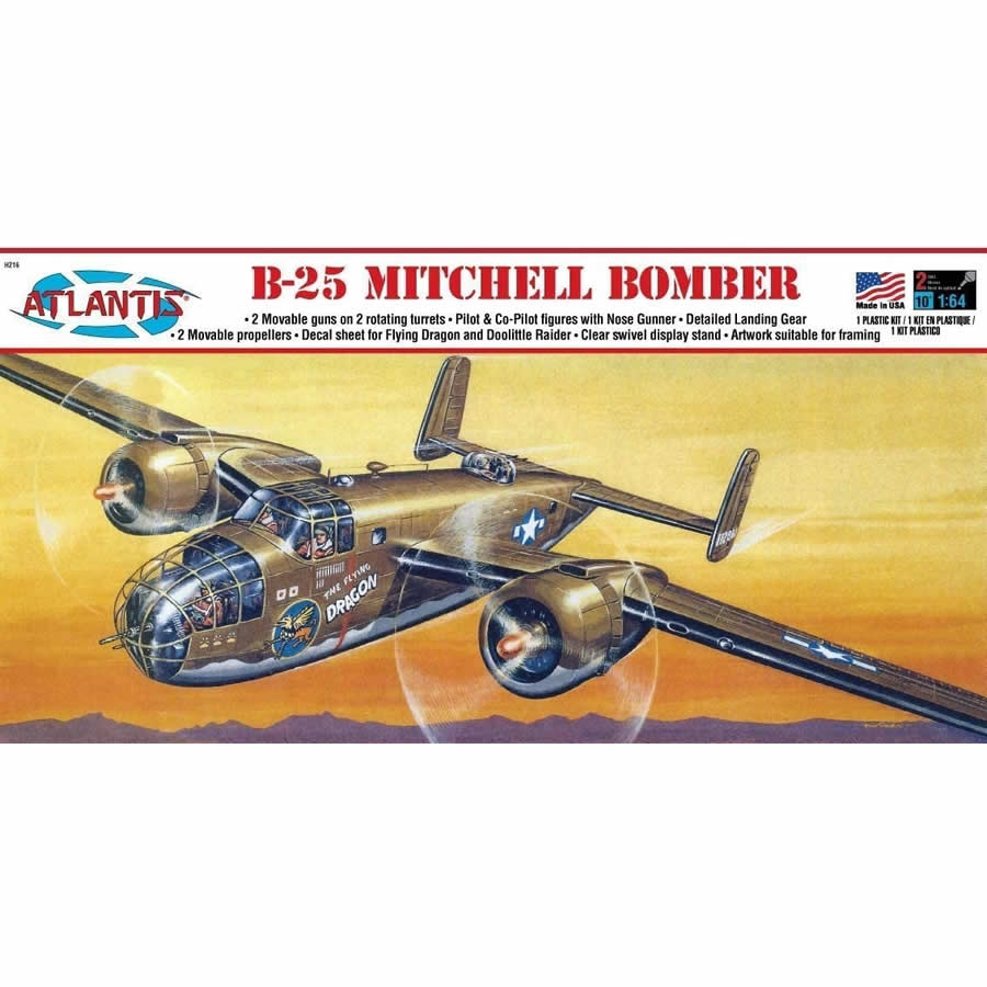 ATMH216 Mitchell B-25 Bomber 1/64 Scale Plastic Model Kit Atlantis Models (ONLINE ORDER ONLY)