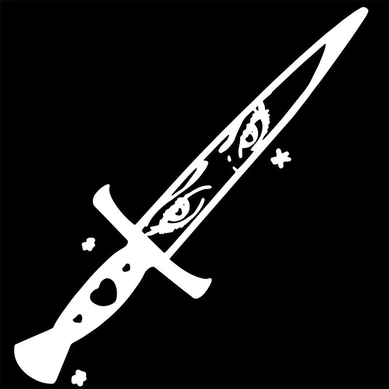 Kawaii Anime Eyes Knife Car Sticker Decoration Auto Parts Window Laptop Stickers Cartoon Senpai Dagger Waterproof Vinyl Decals (ONLINE ORDER ONLY)