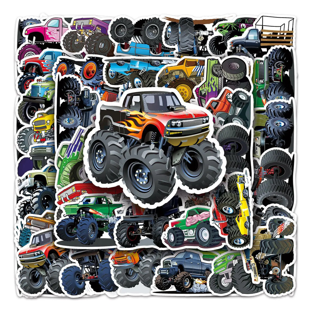Monster Truck Stickers 10/30/50PCS Laptop Suitcase Phone Car Decals Kids Gift Wholesale (Online Order Only)