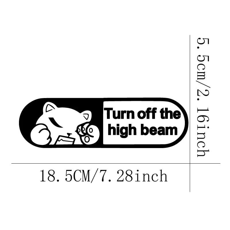 Turn Off The High Beam Cartoon Bear  Sticker For Car, Night Safety Driving  Warning Sign Self Adhesive Decal Decor (Online Order Only)
