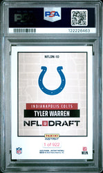 Graded 2025 Panini Instant Tyler Warren #NFLDN10 NFL Draft Night Rookie RC Football Card PSA 9 Mint (ONLINE ORDER ONLY)