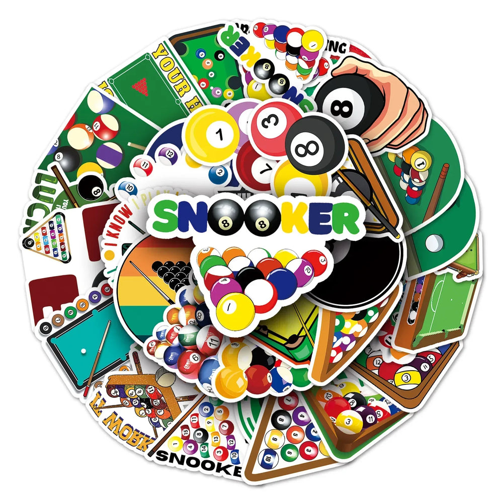 Cartoon Billiards Snooker Stickers DIY Laptop Phone Suitcase Fridge Decals Wholesale (Online Order Only)