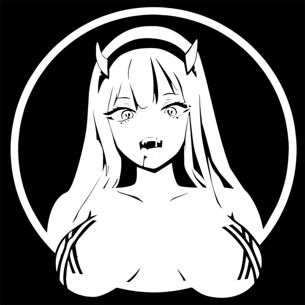 Zero Two ECCHI | Darling In The | FRANXX Car Sticker Sexy The Devil Anime Beautiful Girl Stickers Auto Parts Window Vinyl Decals (ONLINE ORDER ONLY)