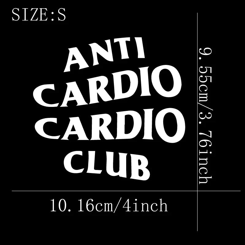 ANTI CARDIO CLUB stickers,Vinyl Decals For Cars, Trucks, Walls, Laptops, Windows, Motorcycles, Bumpers Or Crafts (ONLINE ORDER ONLY)