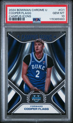 Graded 2024 Topps Bowman Chrome U Cooper Flagg #CI1 Campus Icons Rookie RC Basketball Card PSA 10 Gem Mint (ONLINE ORDER ONLY)