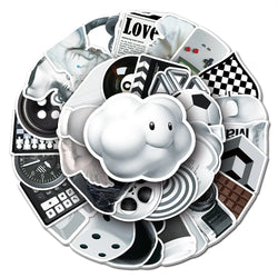 Aesthetic Black White Stickers Sculpture Metal Decals DIY Laptop Phone Suitcase Motorcycle Classic Toy (Online Order Only)