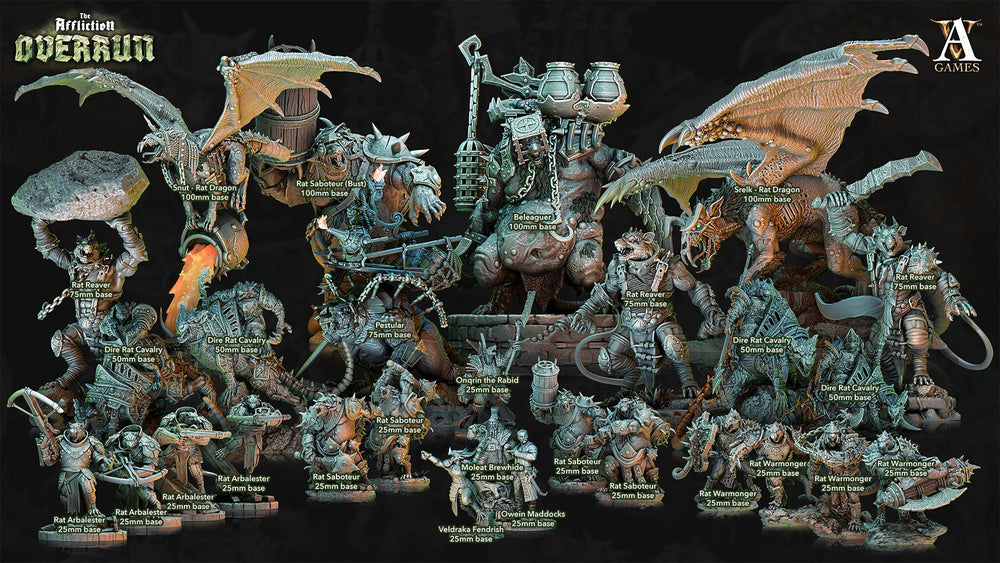 3D Printed Archvillain Games Affliction Overrun - Rat Saboteurs 28mm 32mm D&D (Online Only)