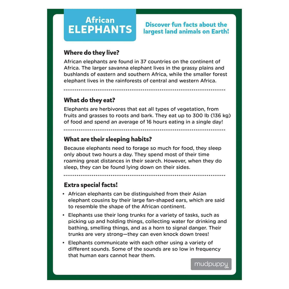 African Elephant 48 Piece Mini Jigsaw Puzzle Mudpuppy (ONLINE ORDER ONLY)