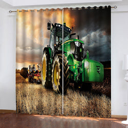 Agriculture Tractor Curtains Pattern Blackout Window Drapes (Online Order Only)