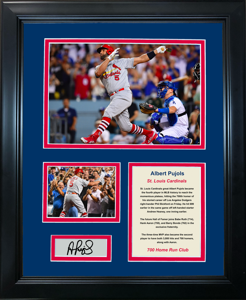 Framed Albert Pujols 700th Home Run Facsimile Laser Engraved Signature Auto St. Louis Cardinals Baseball 11"x14"Photo Sig Collage (ONLINE ORDER ONLY)