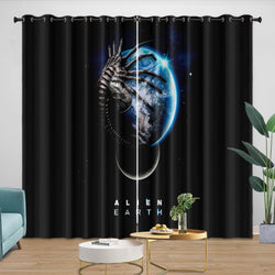 Alien Earth Curtains Pattern Blackout Window Drapes (ONLINE ORDER ONLY)