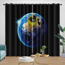 Alien Earth Curtains Pattern Blackout Window Drapes (ONLINE ORDER ONLY)