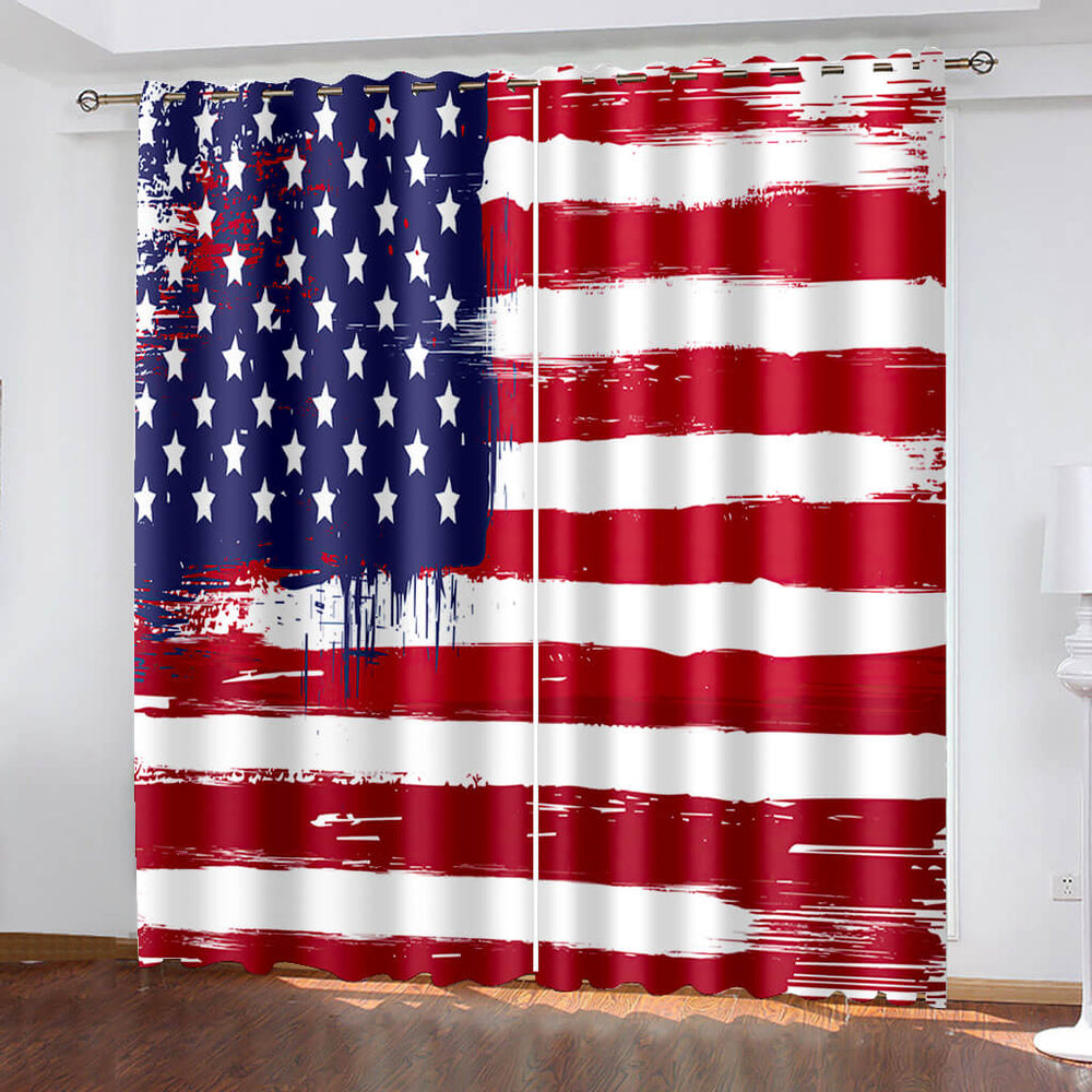 American Flag Curtains Pattern Blackout Window Drapes (Online Order Only)