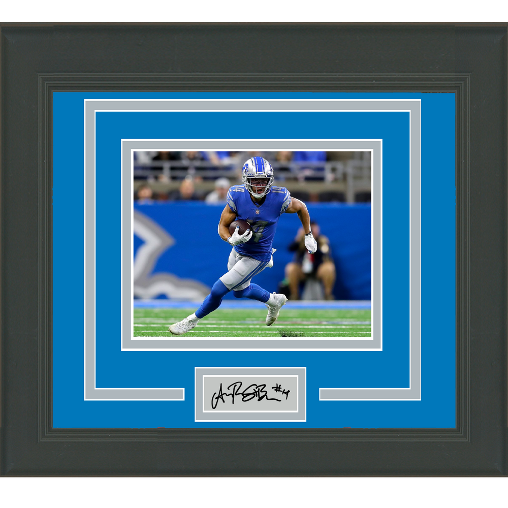 Framed Amon-Ra St Brown Facsimile Laser Engraved Signature Auto Detroit Lions 11x14 Football Photo (ONLINE ORDER ONLY)