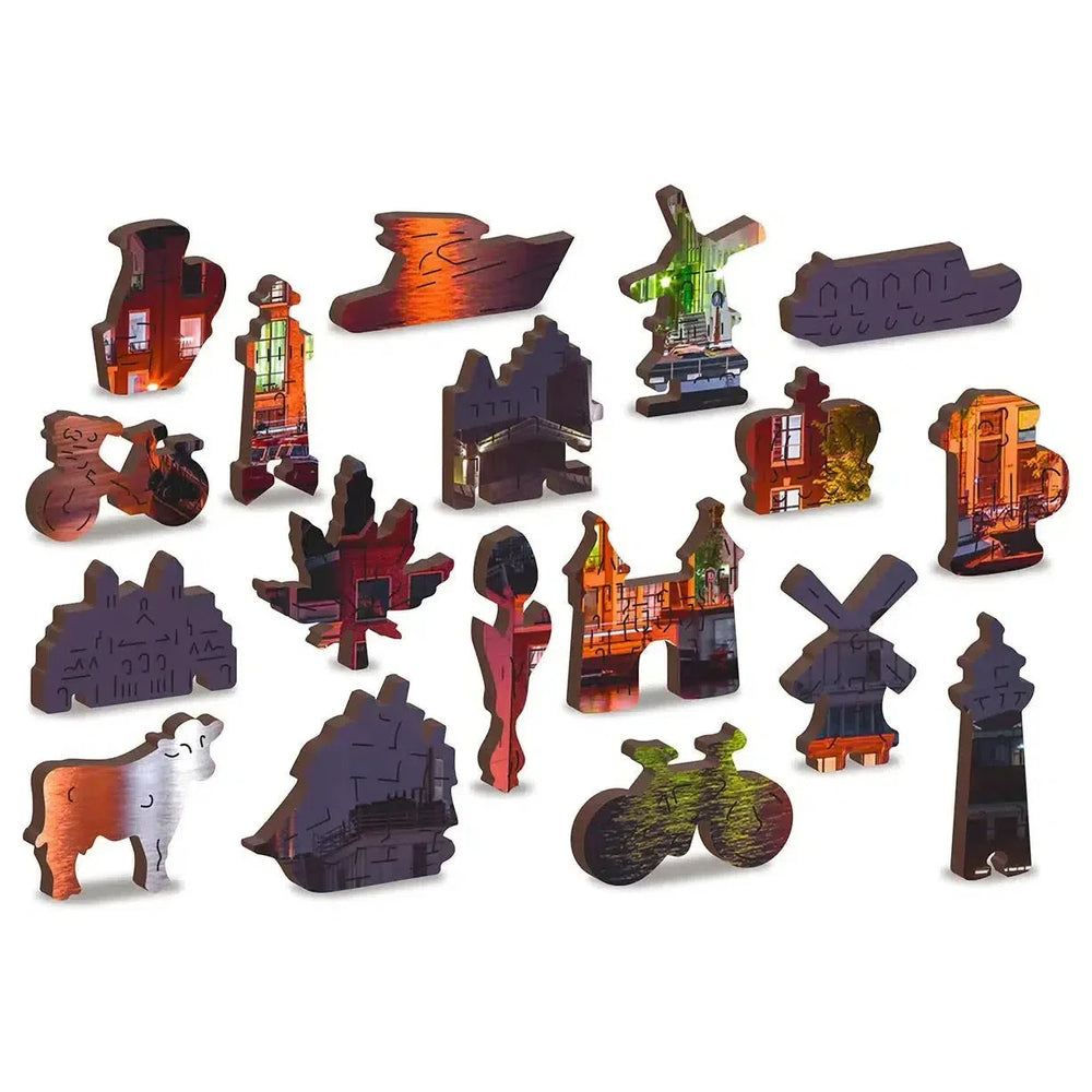 Amsterdam by Night 150 Piece Wood Jigsaw Puzzle Wooden City (ONLINE ORDER ONLY)