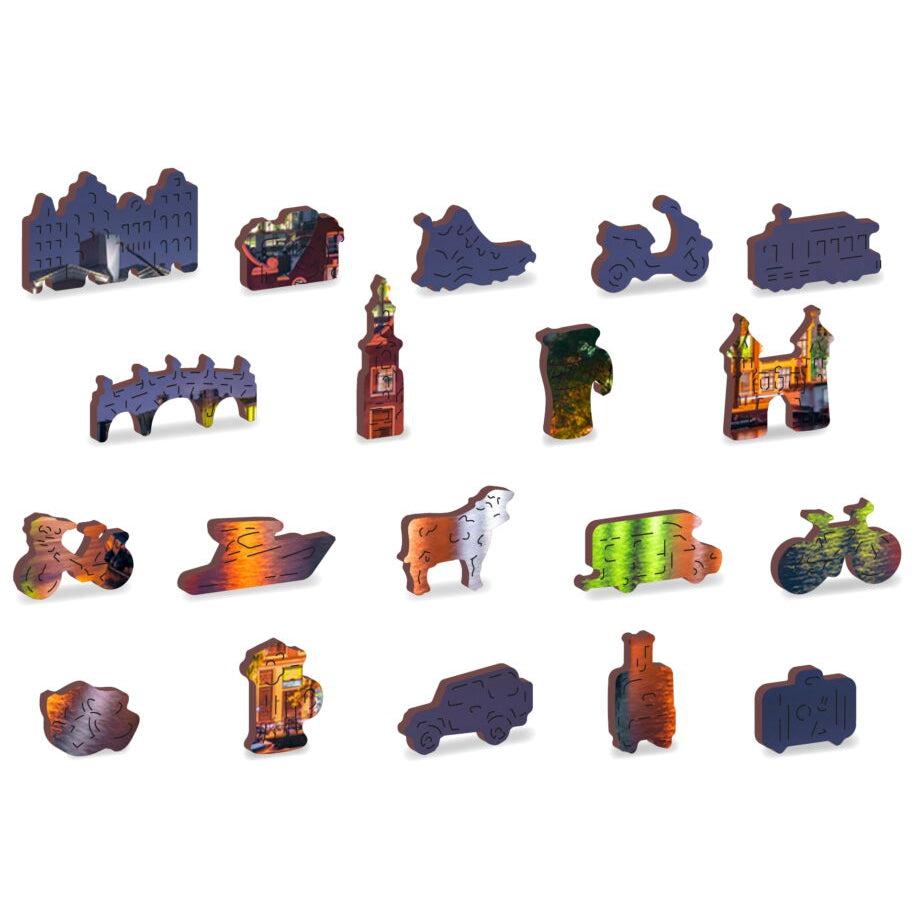 Amsterdam by Night 300 Piece Wood Jigsaw Puzzle Wooden City