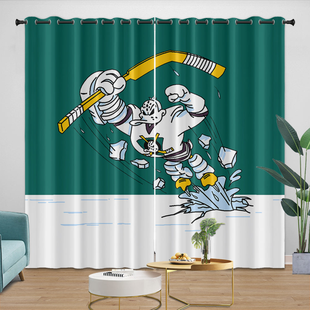 Anaheim Ducks Curtains Pattern Blackout Window Drapes Room Decoration (Online Order Only)