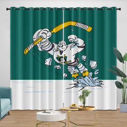 Anaheim Ducks Curtains Pattern Blackout Window Drapes Room Decoration (Online Order Only)