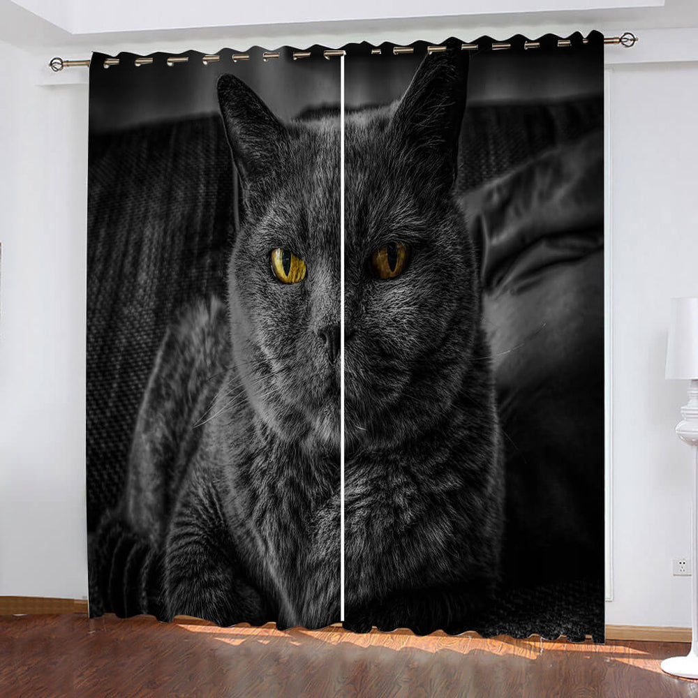 Animal Cute Cat Curtains Blackout Window Drapes (Online Order Only)
