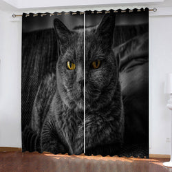 Animal Cute Cat Curtains Blackout Window Drapes (Online Order Only)