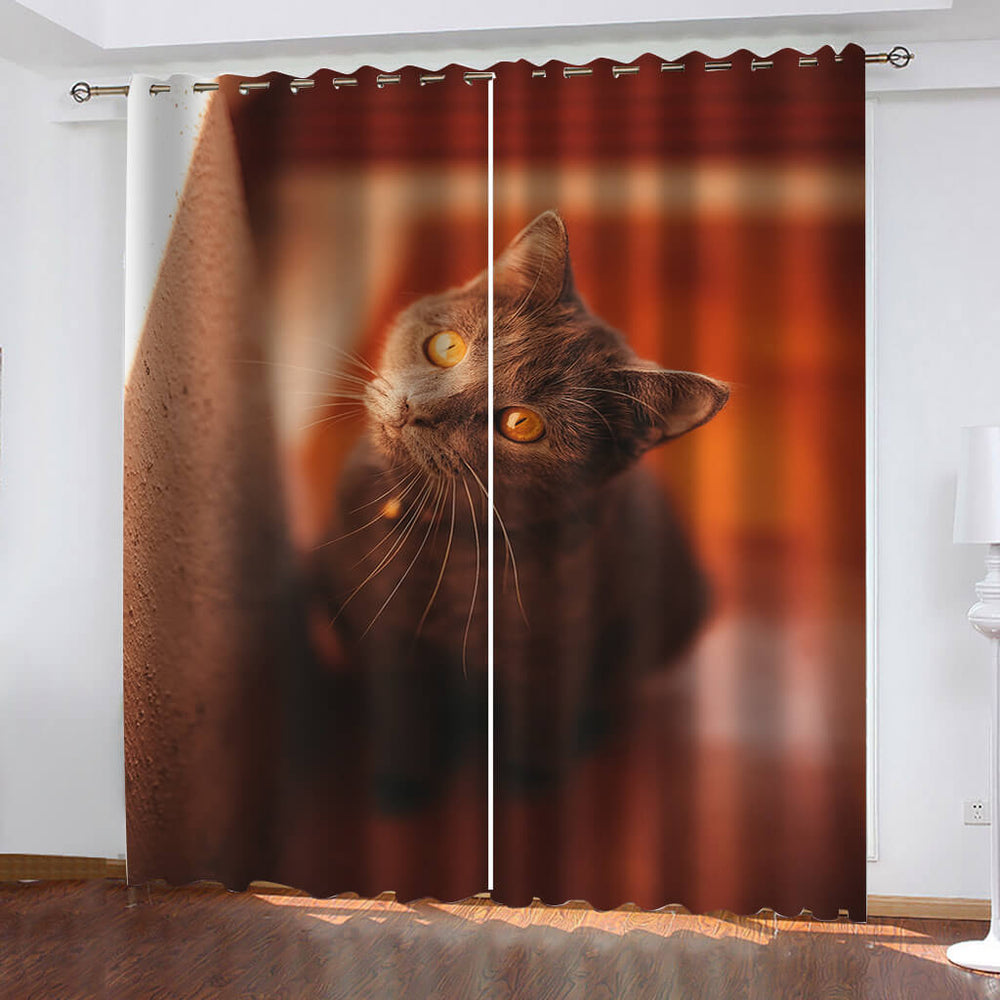 Animal Cute Cat Curtains Blackout Window Drapes (Online Order Only)